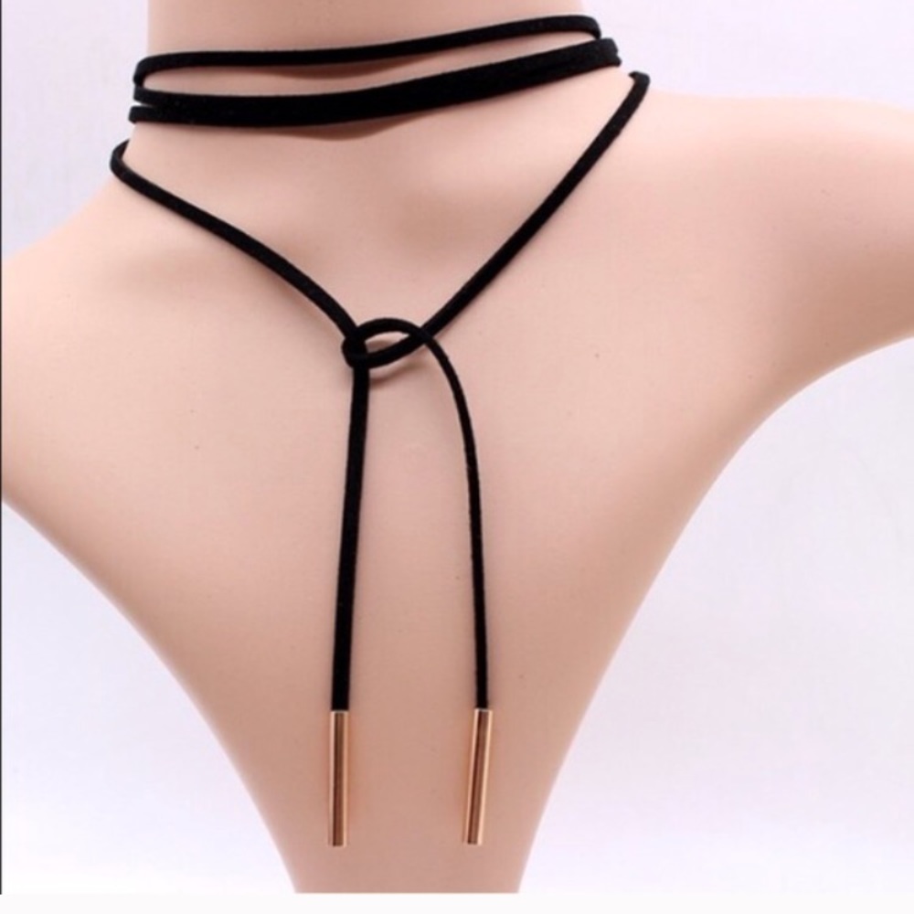 Leather choker with rose gold ends